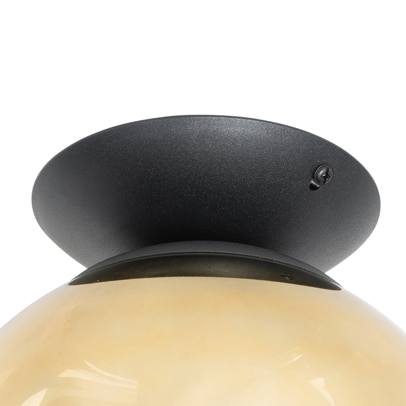 Plafón Art Deco negro con cristal dorado - Pallon