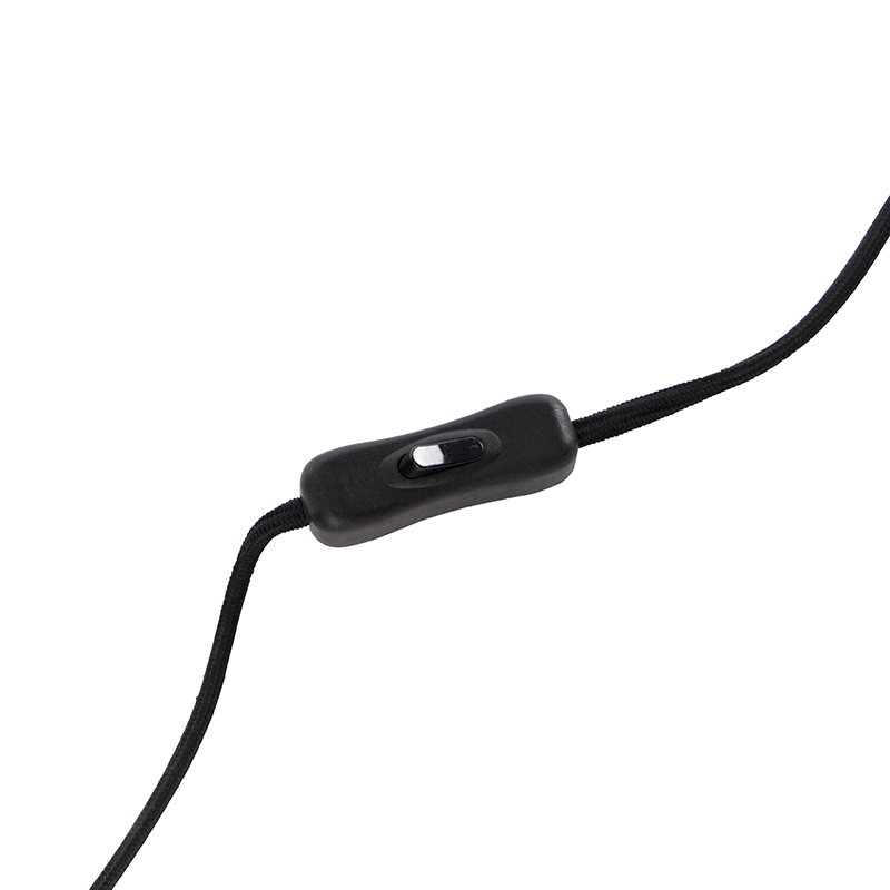 Lampada da tavolo moderna nera con paralume in velluto nero - Rich