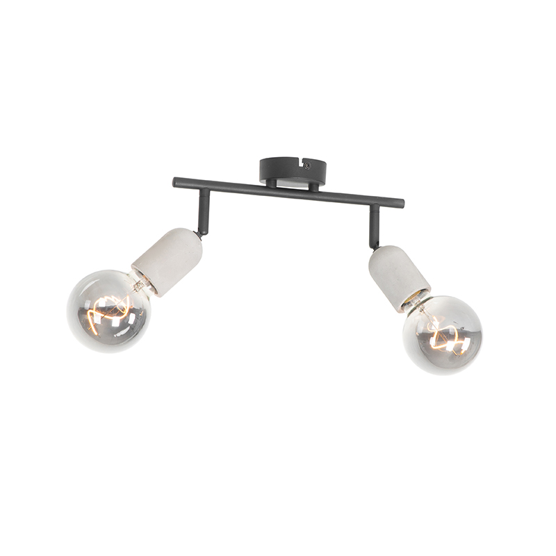 Foco industrial negro con hormigón 2 luces - Pedra