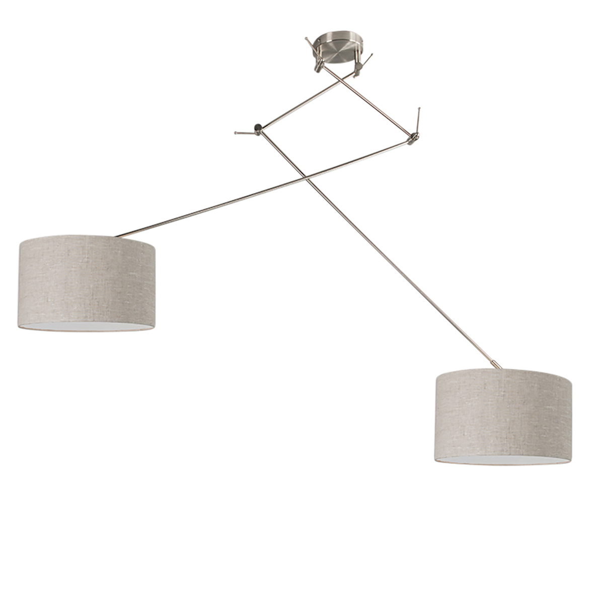 Pendant Light Steel with Lampshade 35 cm Light Grey Adjustable 2-Lights - Blitz