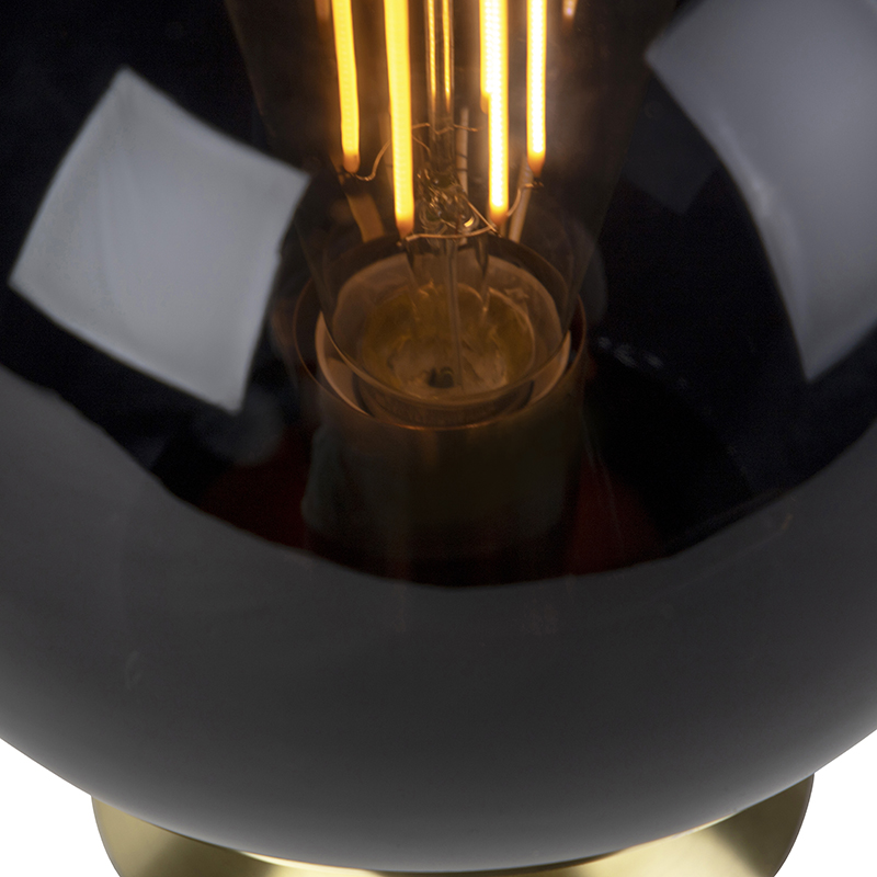 Lampada da tavolo Art Déco in ottone con vetro nero - Pallon