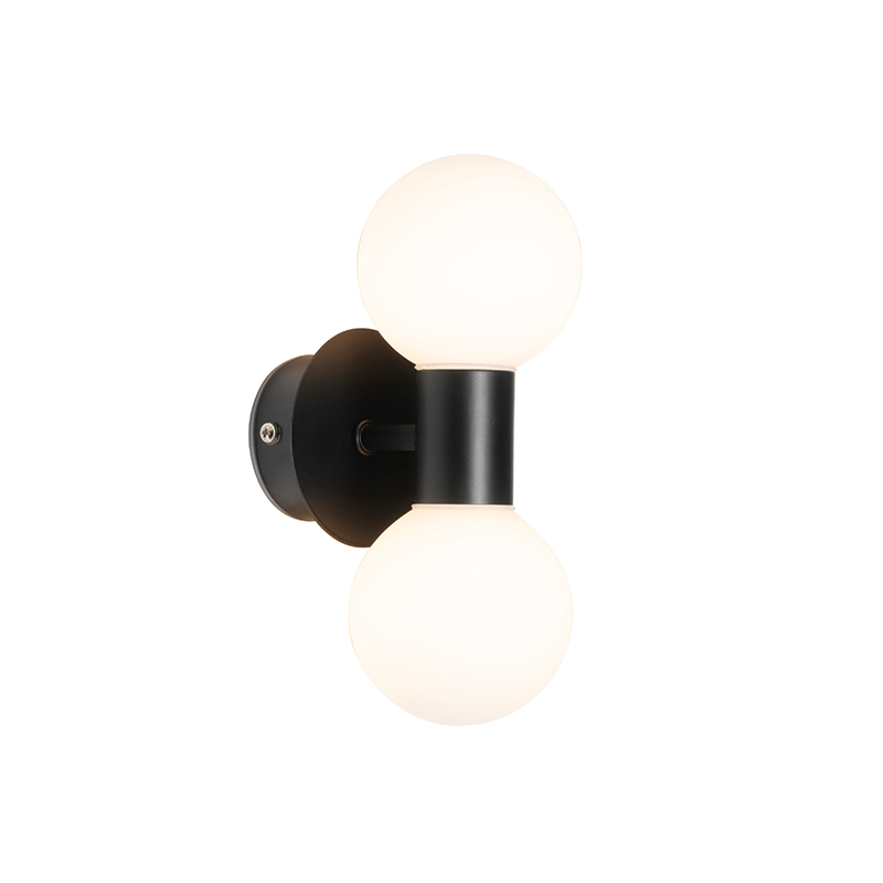 Lampada da parete moderna nera IP44 2 luci - Cederic