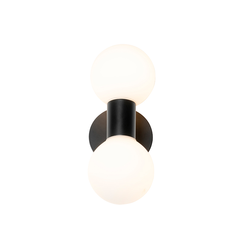 Lampada da parete moderna nera IP44 2 luci - Cederic