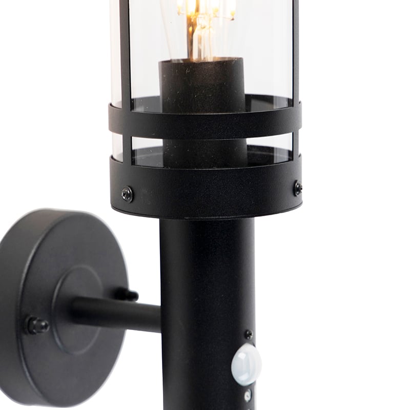 Außenwandleuchte schwarz mit Bewegungsmelder IP44 - Gleam - 98801