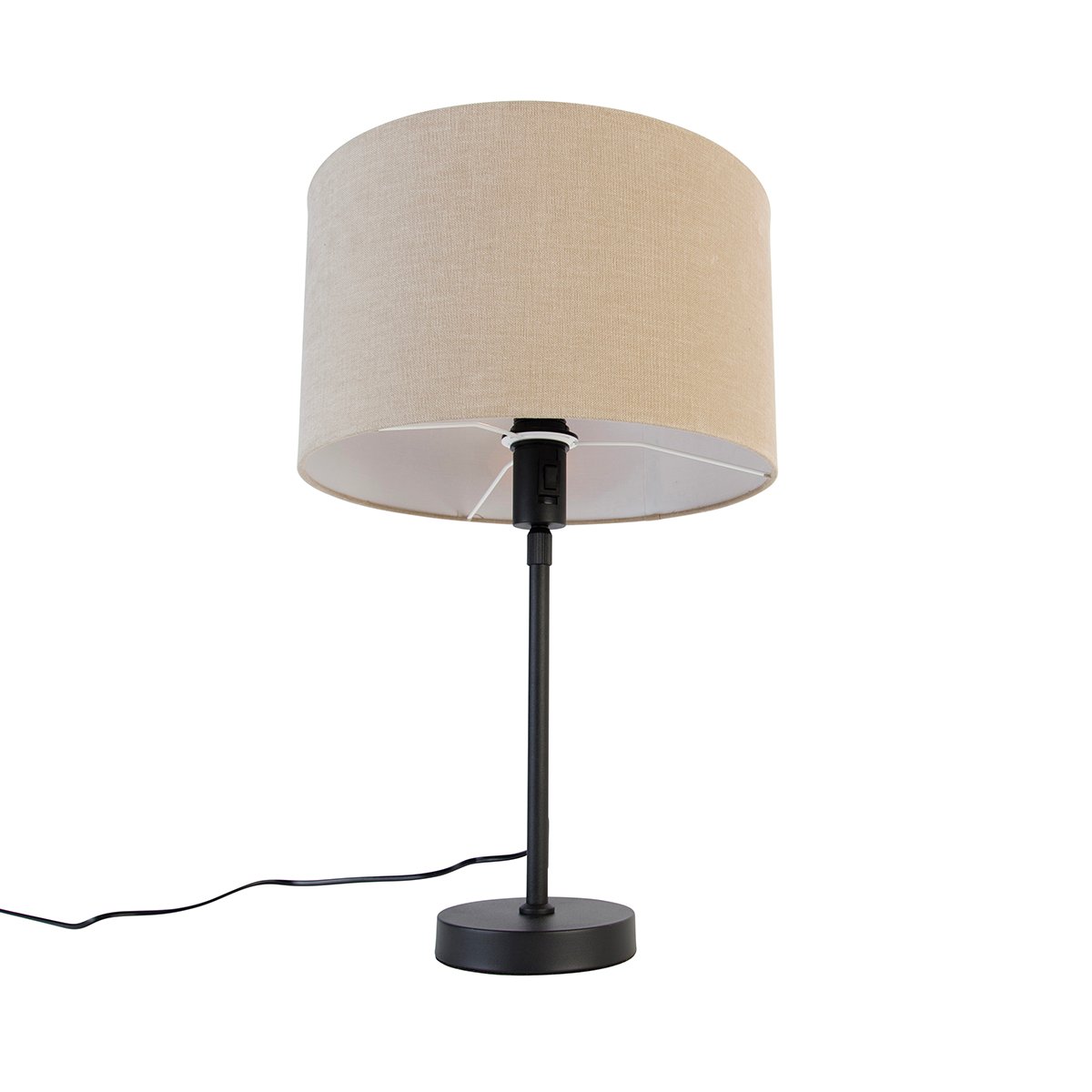 Table Lamp Black Adjustable with Light Brown Lampshade 35 cm - Parte