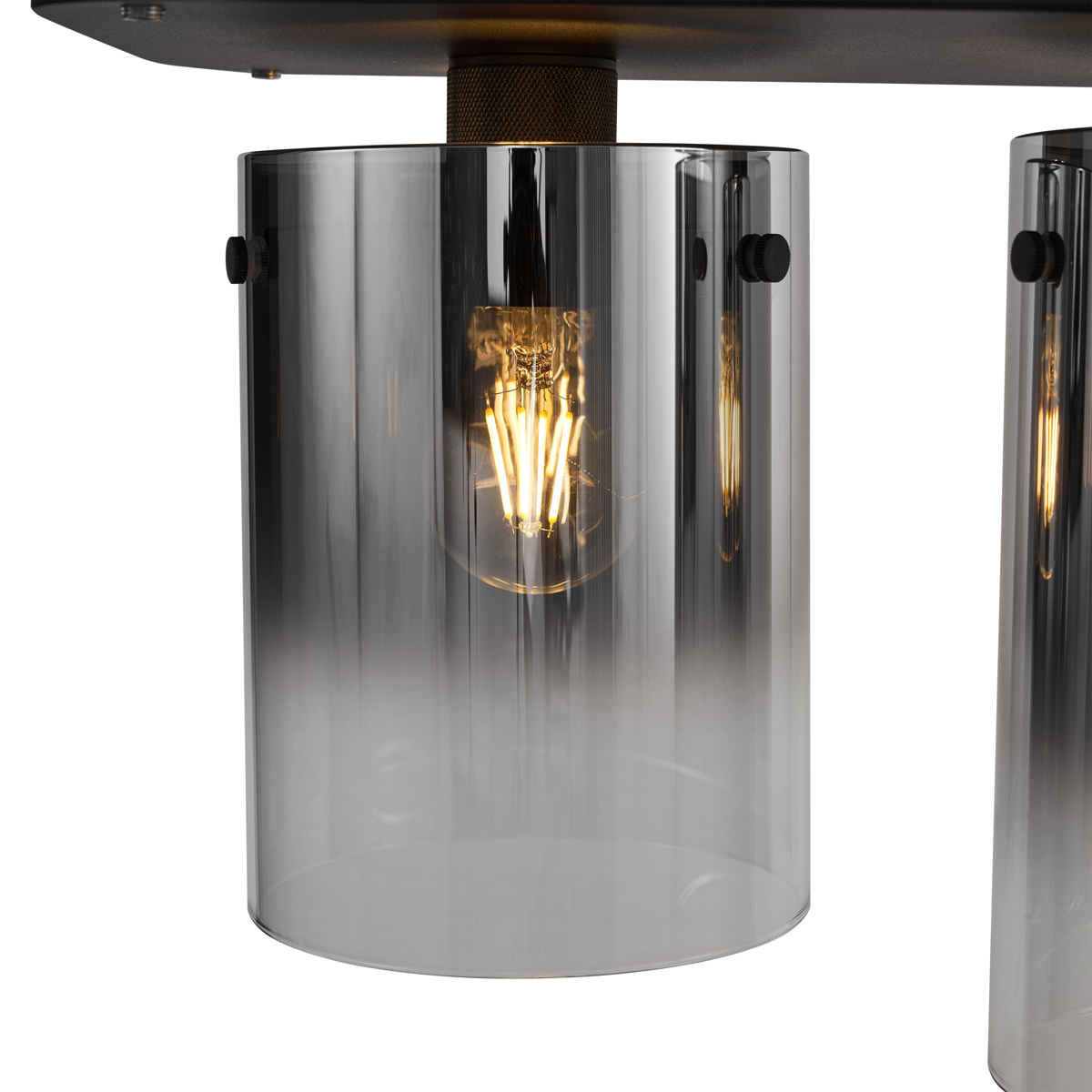 Lámpara colgante moderna negra con cristal ahumado de 5 luces - Hybrid