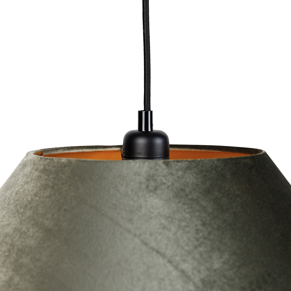 Lámpara colgante negra con doble pantalla de terciopelo verde con interior dorado 2-luces - Cava Luxe