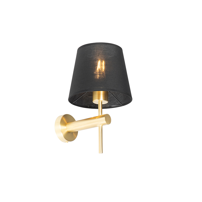 Moderne Wandleuchte schwarz mit Gold - Pluk