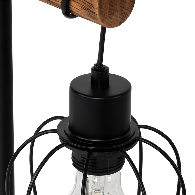 Rustic Table Lamp Black with Wood - Stronk