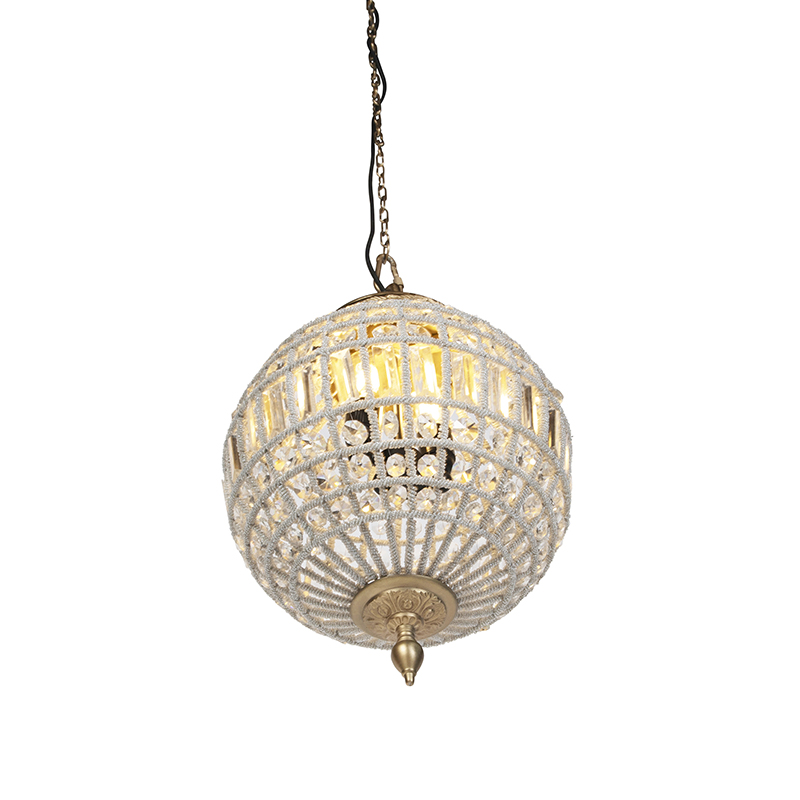 Art Deco Pendant Light Crystal with Gold 35 cm - Kasbah