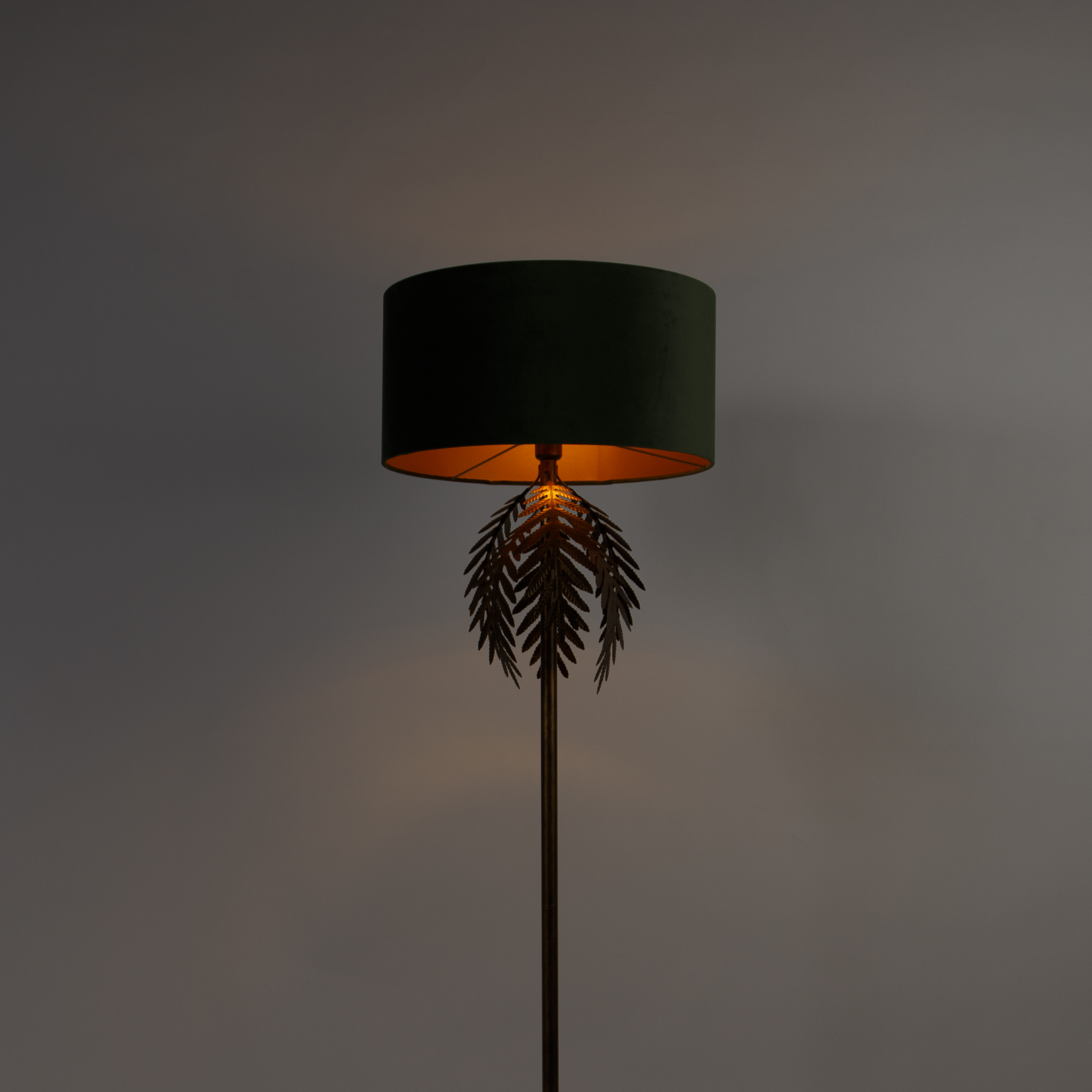 Floor Lamp Gold 145 cm with Velvet Lampshade Green 50 cm - Botanica