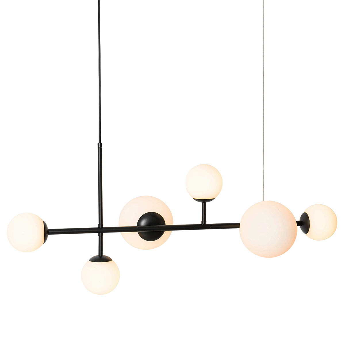 Modern Pendant Light Black with Matt Glass 6 Lights - Monaco