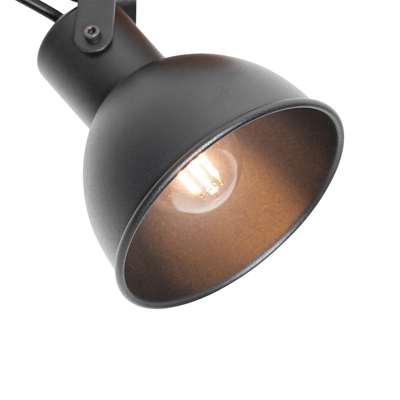 Foco industrial negro con madera inclinable - Tommy