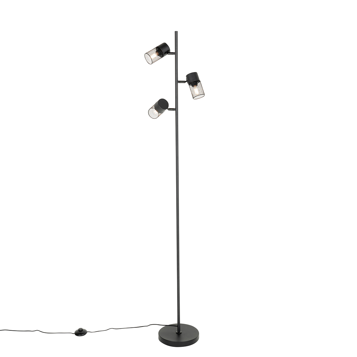 Lámpara de pie industrial negra 3 luces - Jim