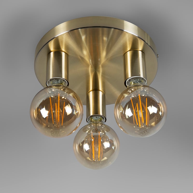 Art Deco Ceiling Lamp Gold Round - Facil 3