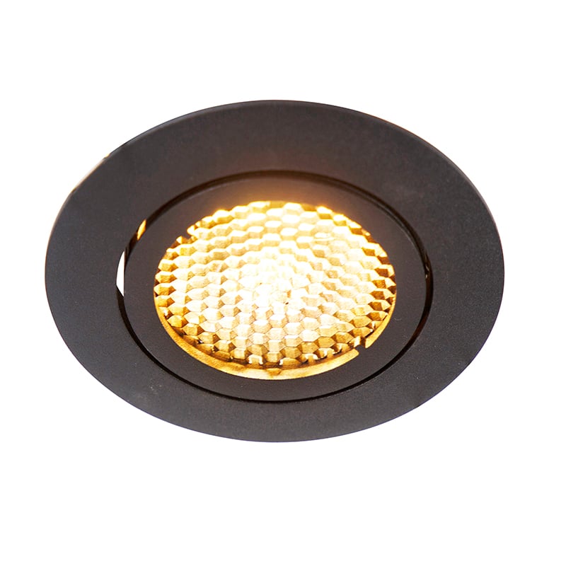 QAZQA + Faretto da incasso ude - Moderno - Alluminio - Nero - Tondo GU10  Max. 1 x 5 Watt