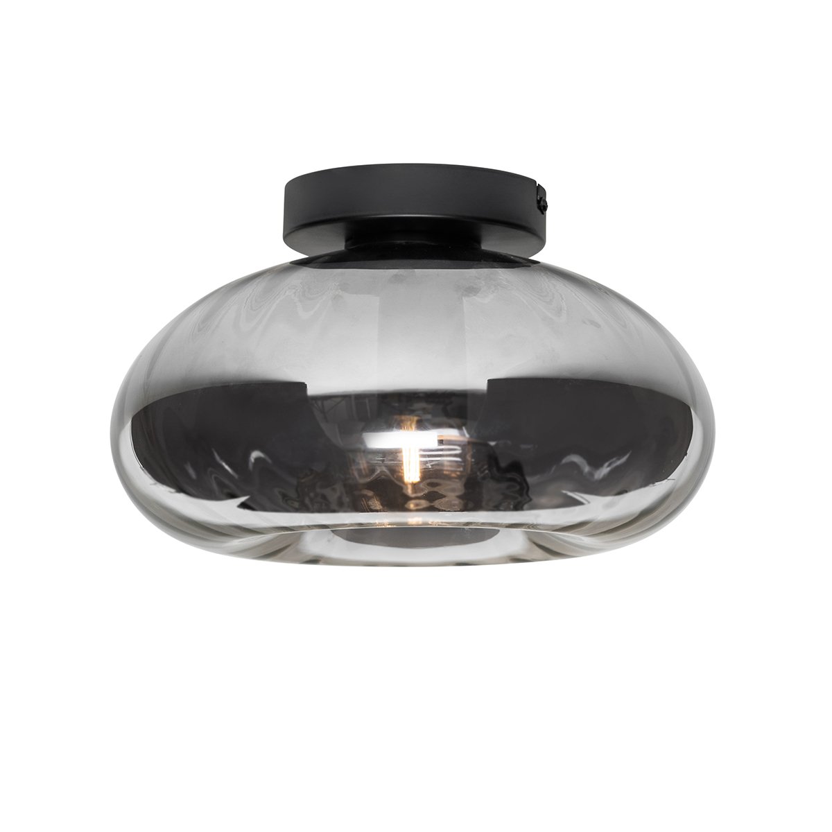 Art Deco Ceiling Light Black with Smoke Glass - Ayesha