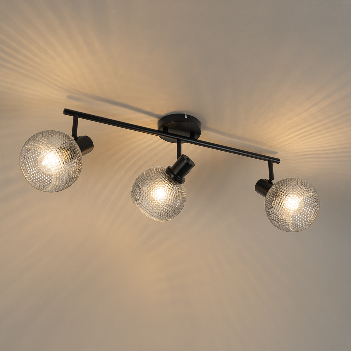 Foco de diseño negro con cristal ahumado 3 luces - Chico