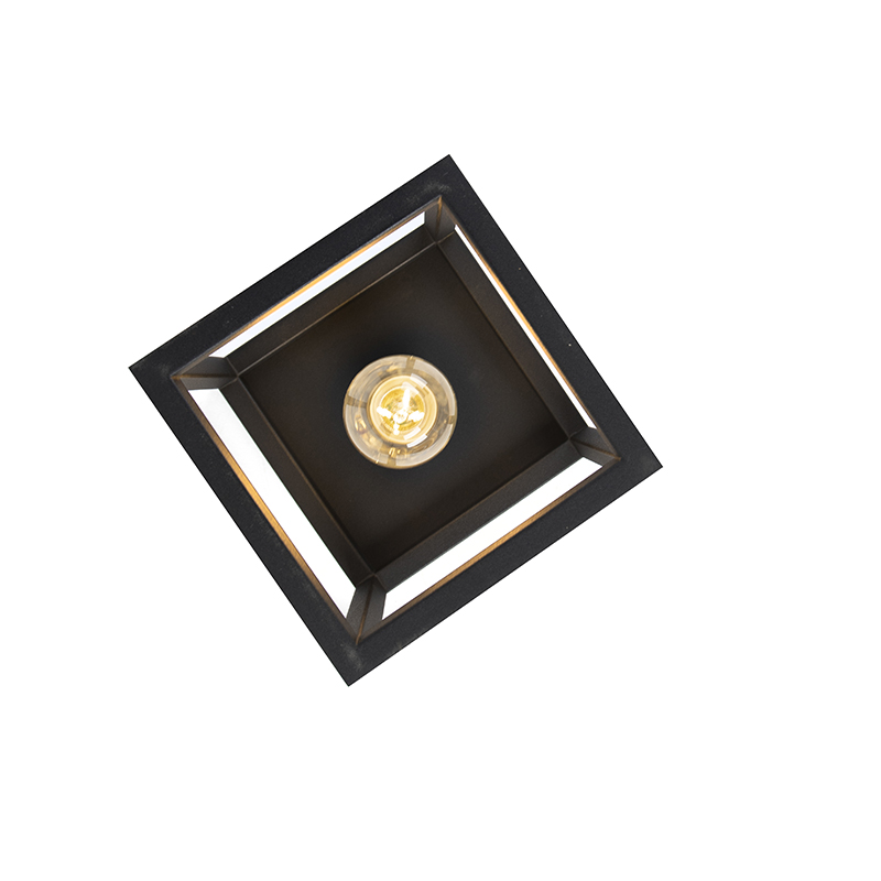 Industrial Ceiling Lamp Black Steel - Cage