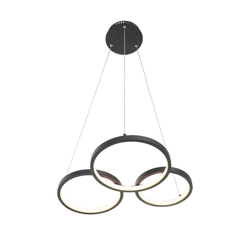 Lampada a sospensione nera con LED a dimmer a 3 livelli 3 luci - Rondas