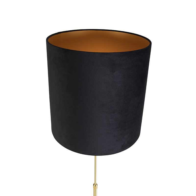Floor Lamp Gold/Brass with Black Velvet Lampshade 40/40 cm - Parte