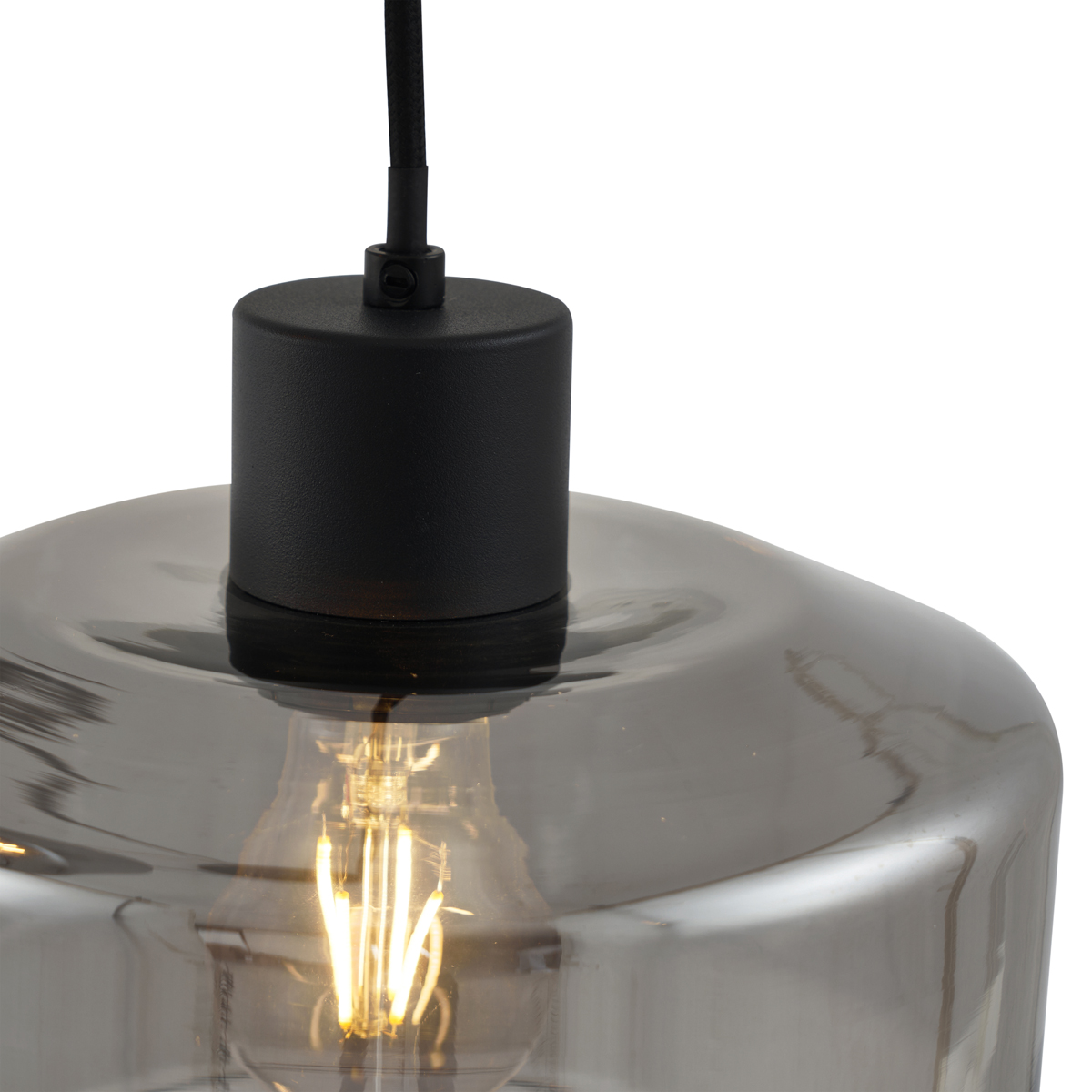 Suspension moderne noire avec verre fumé 3 lumières - Sheena