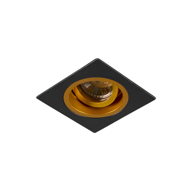 Set mit 6 Einbauspots Schwarz mit Gold 9,3 cm Drehbar und Kippbar - Chuck