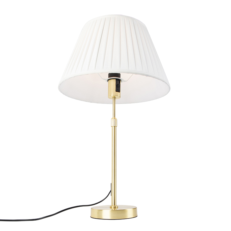Lámpara de mesa dorada/bronce con pantalla plisada crema 35 cm - Parte