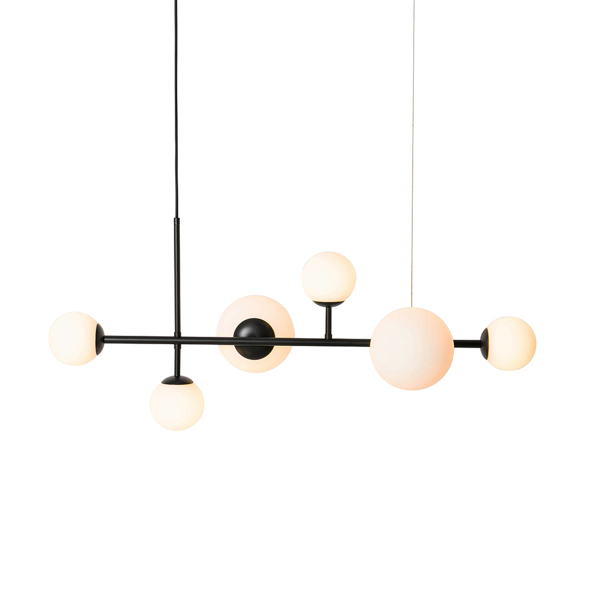 Modern Pendant Light Black with Matt Glass 6 Lights - Monaco