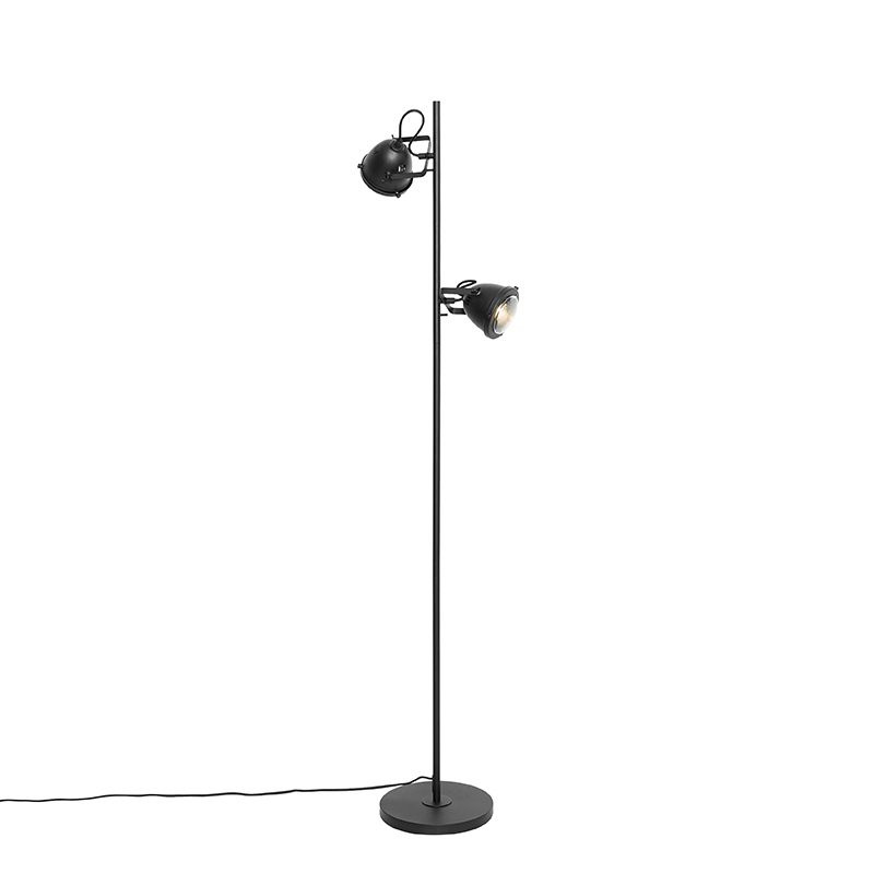 Industrial Floor Lamp Black 2-Light - Emado
