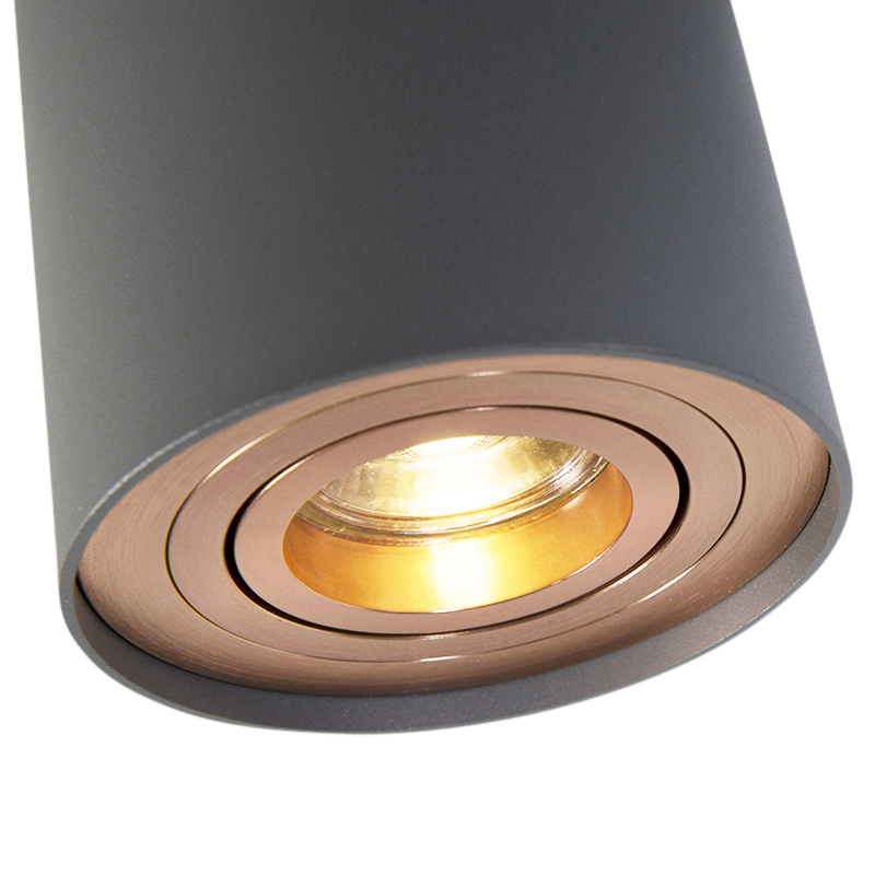 Spot intelligent gris avec cuivre, ampoule GU10 WiFi incluse - Rondoo Up