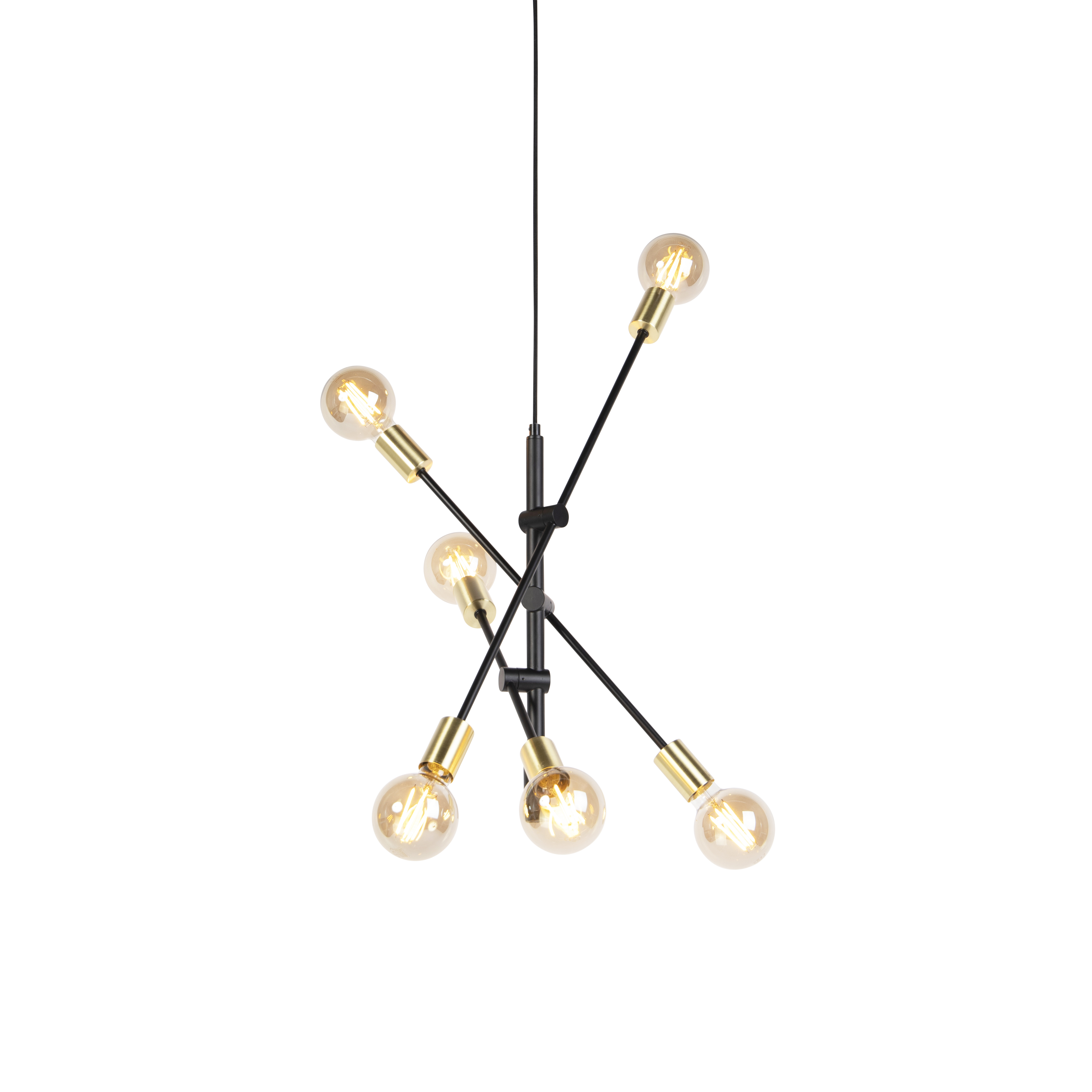 Lámpara colgante industrial negra y dorada 78 cm 6 luces - Sydney
