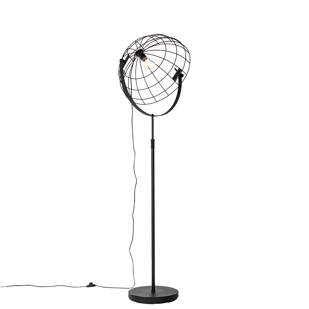 Lámpara de pie industrial negra 50 cm regulable en altura - Hanze