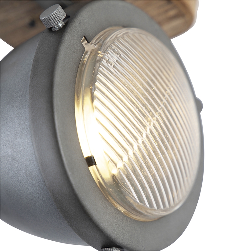 Foco industrial de acero con madera inclinable - Emado
