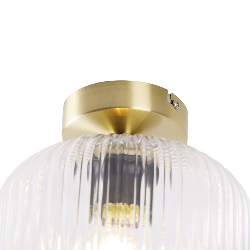Art Deco Ceiling Lamp Brass with Clear Glass - Karel