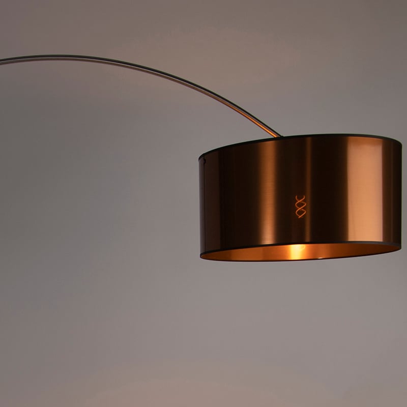 Lámpara de arco acero pantalla cobre 50cm - XXL