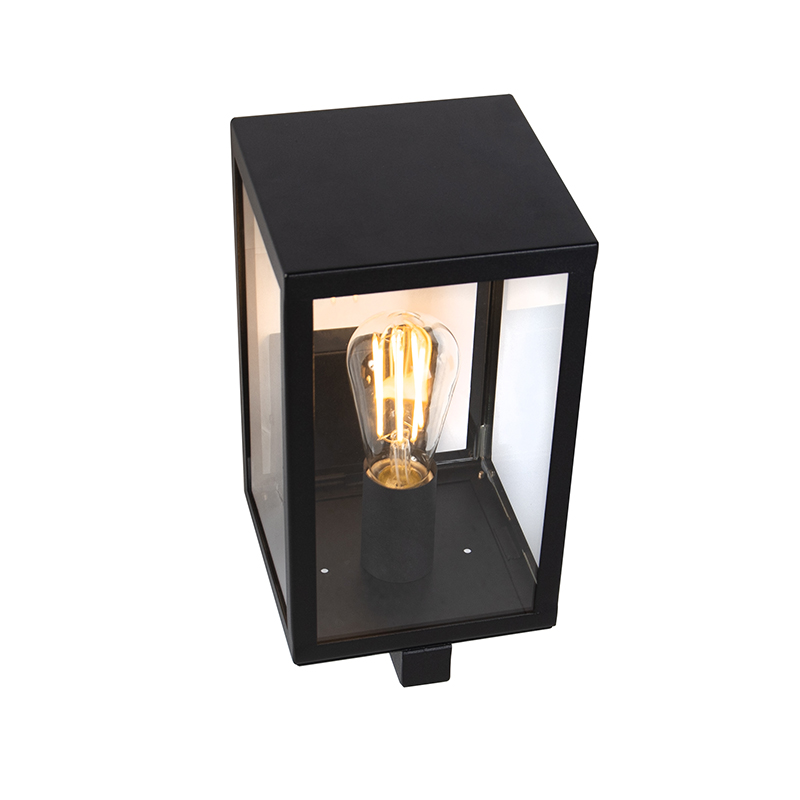 Moderne rechteckige Außenwandleuchte schwarz mit Glas - Rotterdam