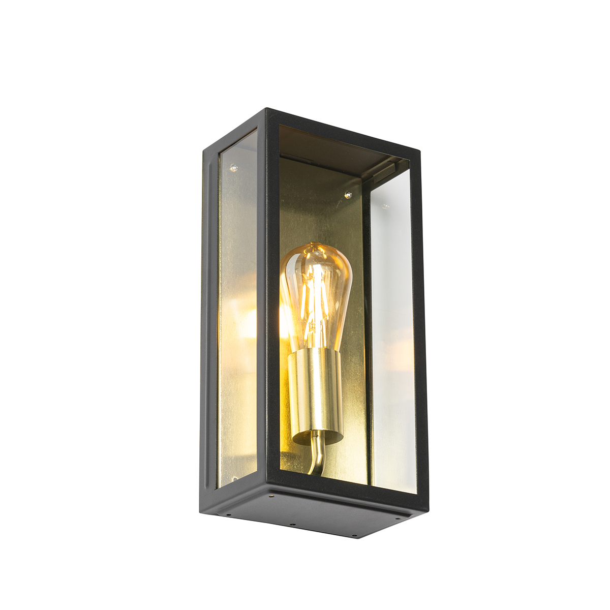 Industrial Outdoor Wall Light Black with Gold IP44 - Rotterdam