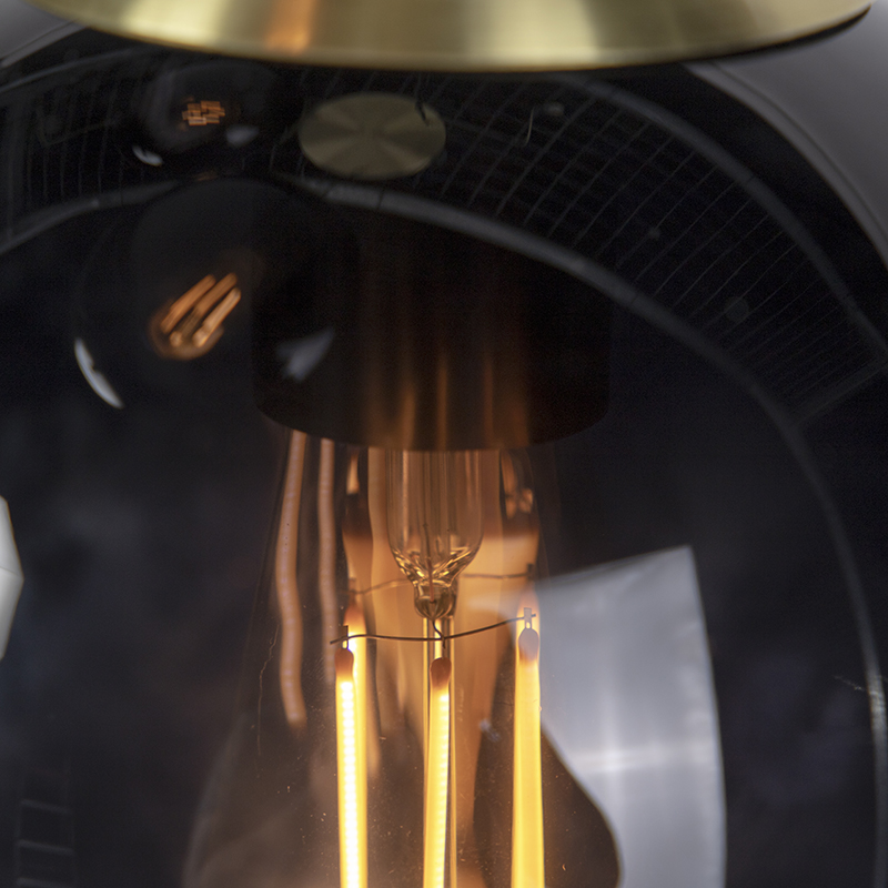 Art Deco Pendant Light Brass with Black Glass 3-Light - Pallon