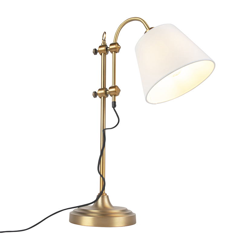 Lámpara de mesa clásica bronce con pantalla blanca - Ashley