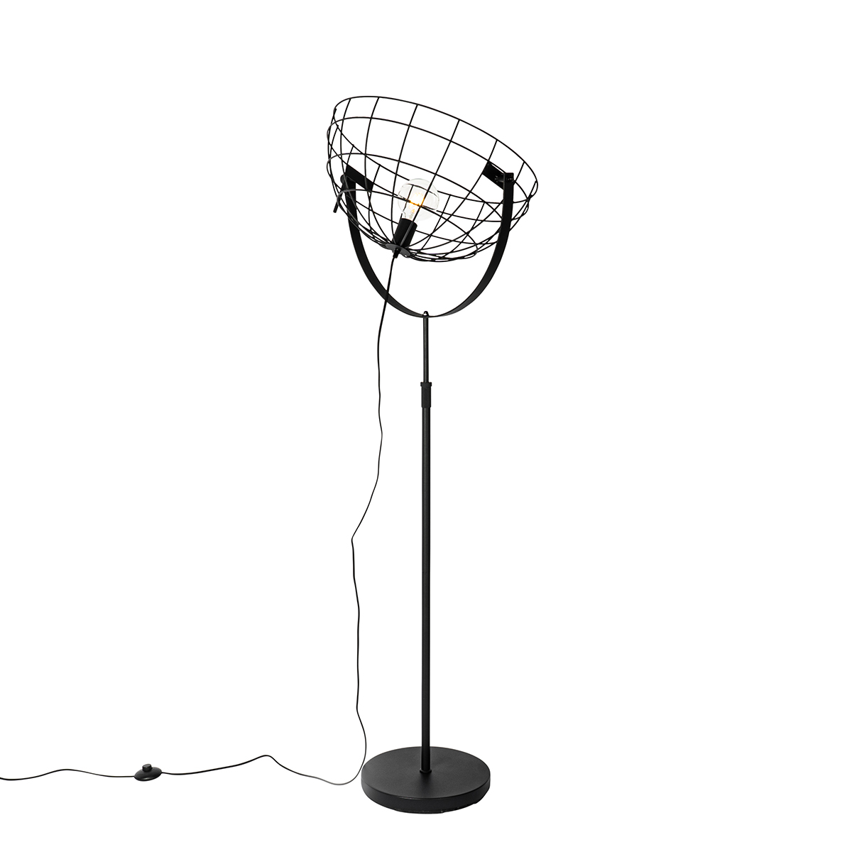 Lámpara de pie industrial negra 50 cm regulable en altura - Hanze