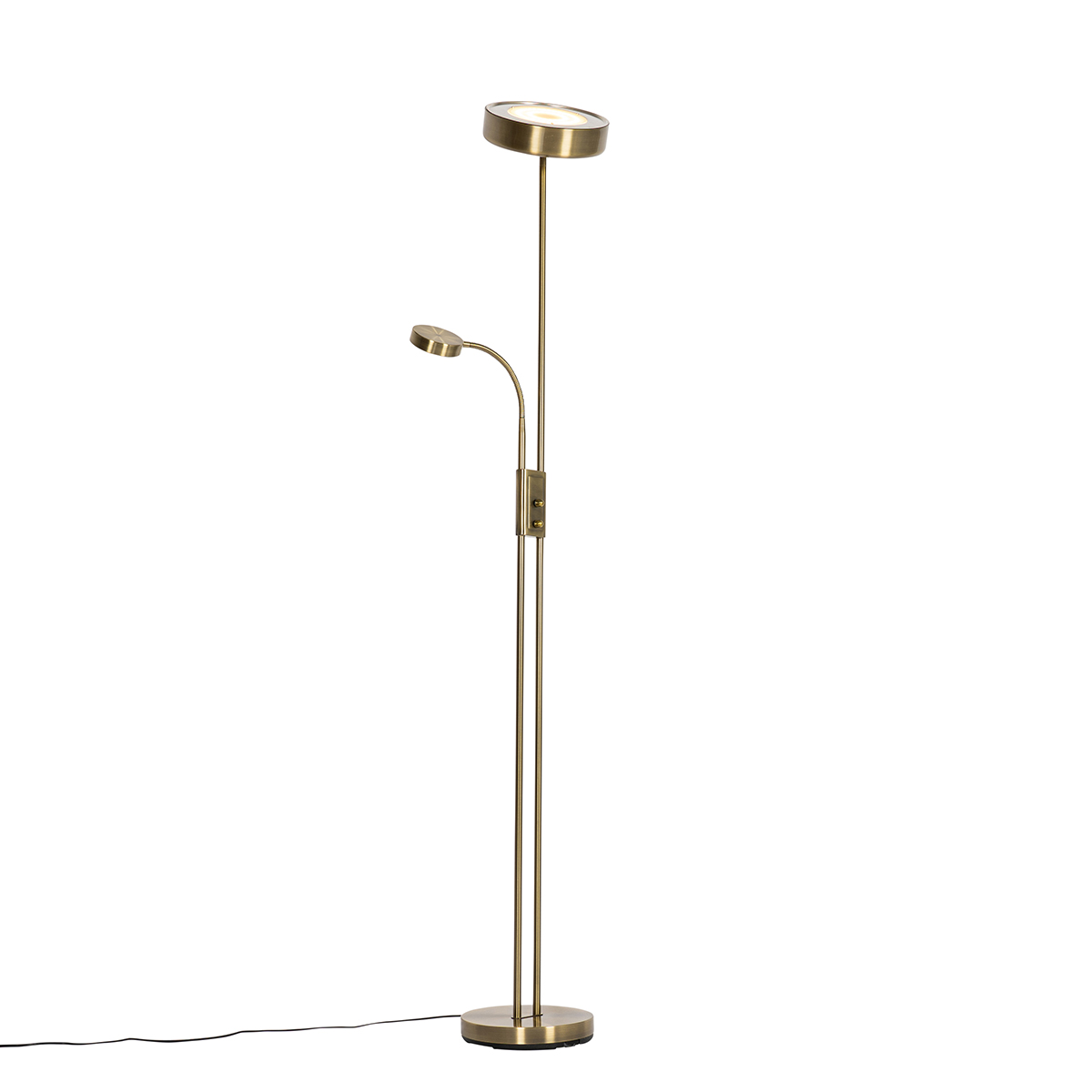Lampadaire bronze avec LED et variateur avec lampe de lecture - Kelso
