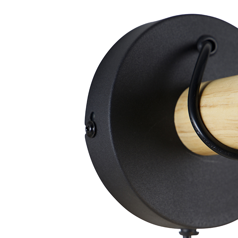 Aplique rústico negro con madera - Dami Frame