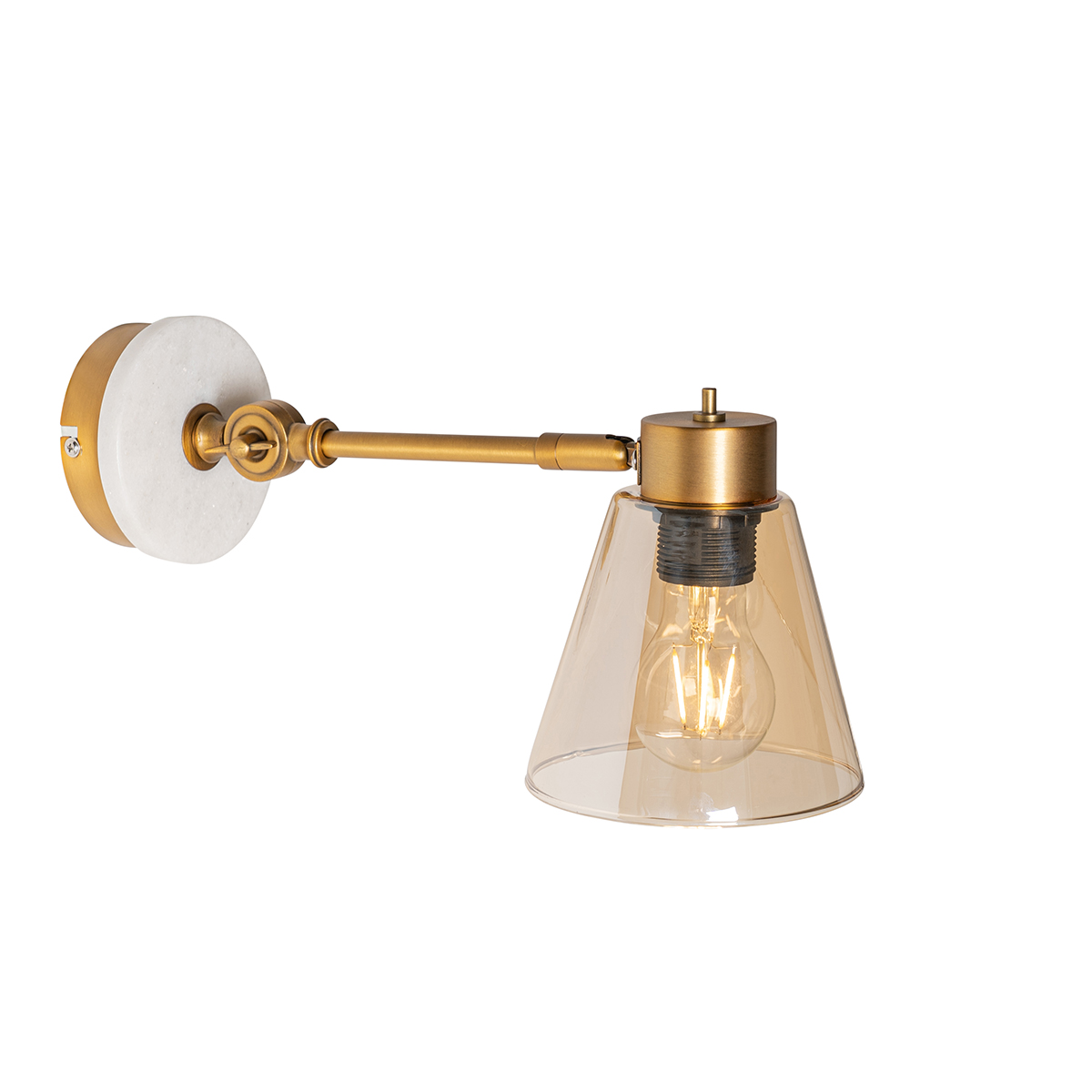Applique Art Déco bronzo con marmo e vetro ambrato - Nina