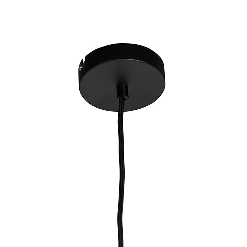 Black Pendant Light with Yellow Velvet Shade with Gold Detail 50 cm - Combi