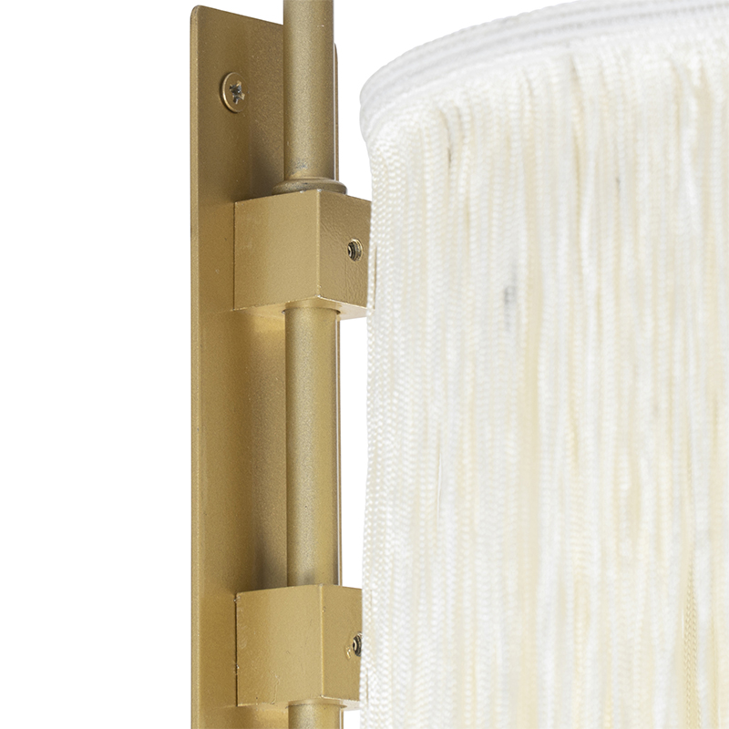Orientalische Wandleuchte Gold Creme Schirm mit Fransen - Franxa