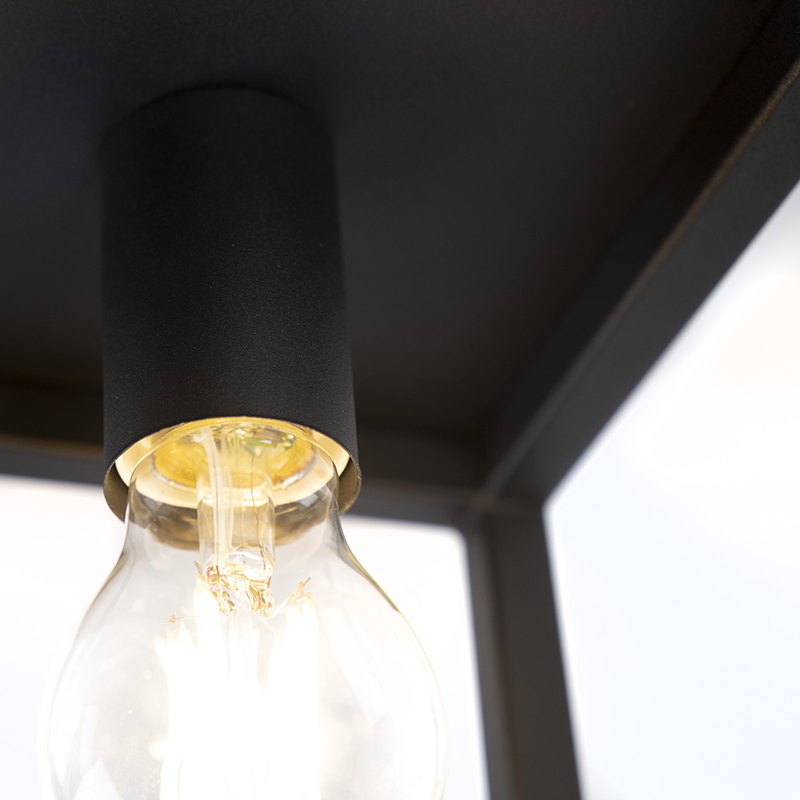 Industrial Ceiling Lamp Black Steel - Cage