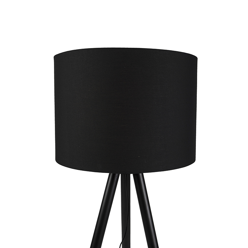 Set of Floor Lamp and Table Lamp Tripods with Black Shade Pip