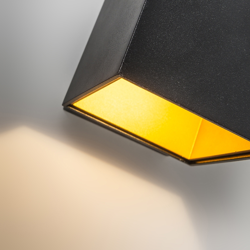 Set of 2 Design Wall Light Black/Gold Incl. LED - Caja