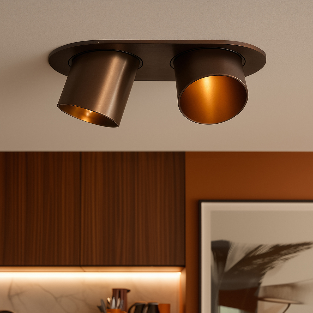 Foco empotrado redondo bronce oscuro GU10 50 mm 2 luces - Installa